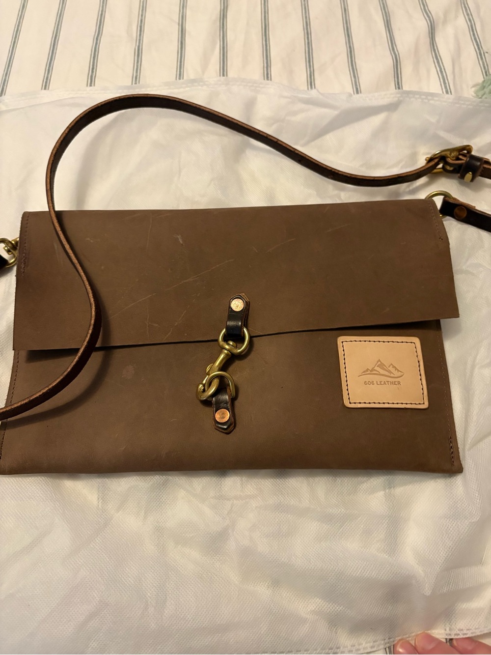 Envelope brown leather bag